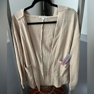 NWT Derek Heart Hooded Waffle Knit Cardigan